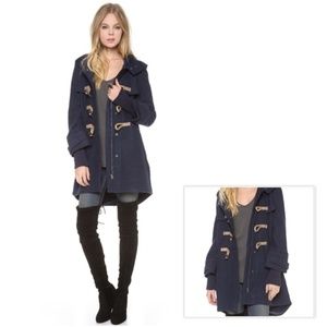 Free People Blue Boiled Wool Military Pea Coat